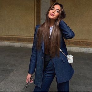 Zara Denim Blazer with gold button xs